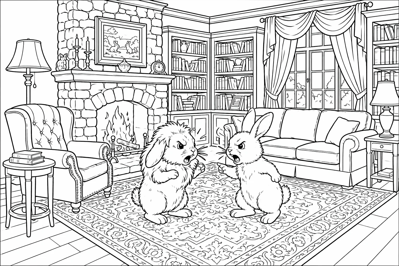 Theodore and Shawn in a Fight coloring page preview