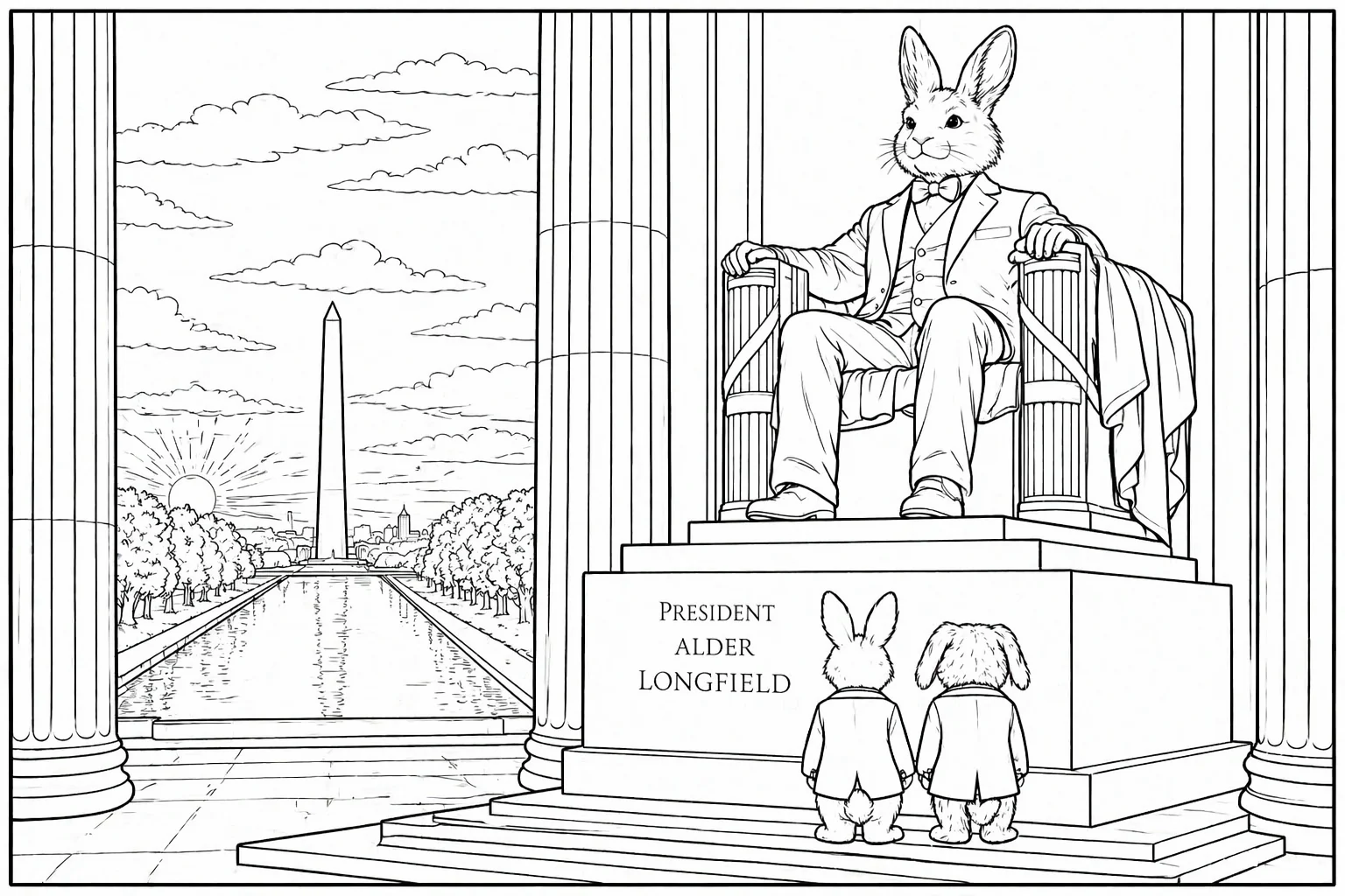 Visiting the Longfield Monument coloring page preview